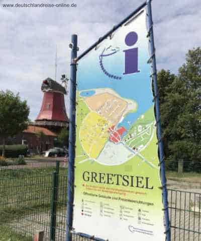 Greetsiel heißt Herzlich Willkommen mit seinen Wahrzeichen den Zwillingsmühlen