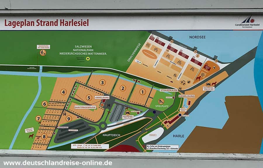 Lageplan vom Strand Harlingersiel