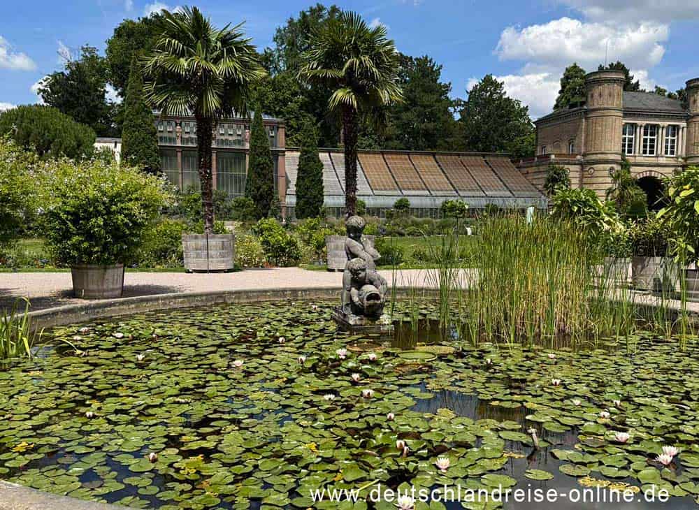 Der Teich im idyllischen Botanischen Garten